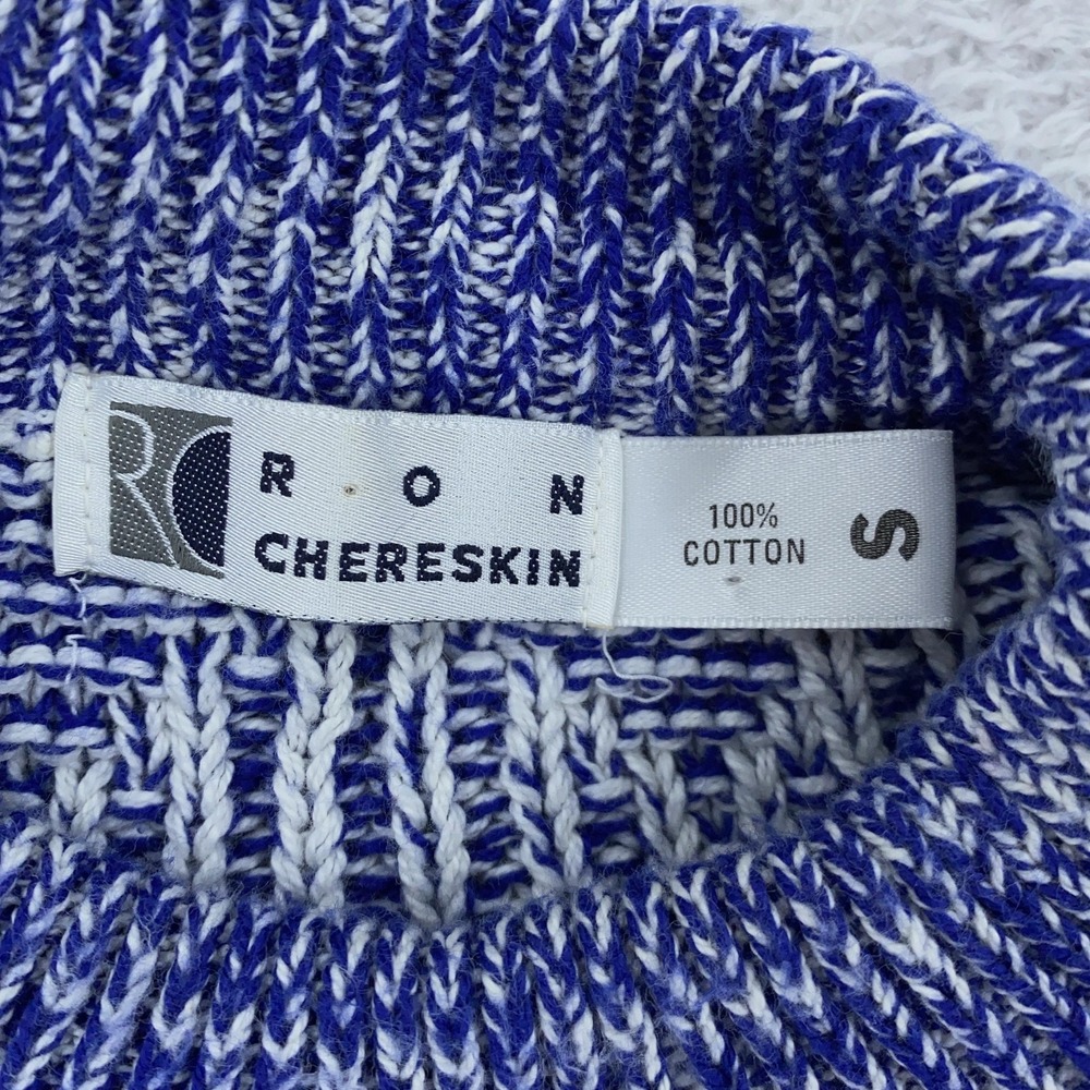 Ron Chereskin‎ Sweater Meens Small Blue White Geometric Textured Pullover Knit - Picture 7 of 7